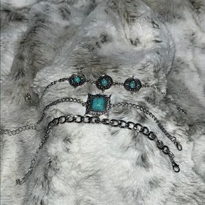 Fashion Jewelry Turquoise Silver Bracelet Set